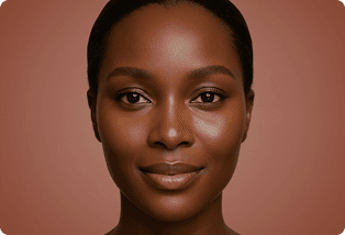 Close portrait of a woman with clear skin